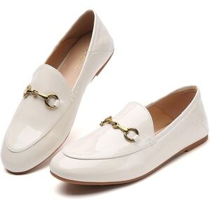 CICI-CHERRY  Cream Loafers with Gold Detail size 8.5 new